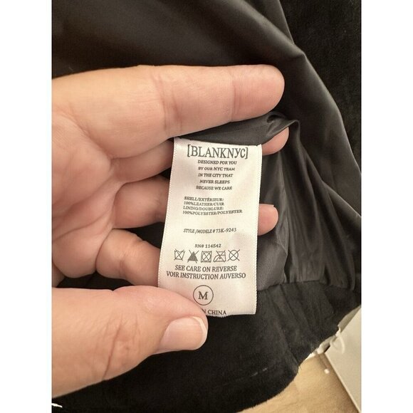 BLANKNYC Women’s Motorcycle Jacket Suede Zip Up Black Size M Bikers Classic Lux - Picture 8 of 9